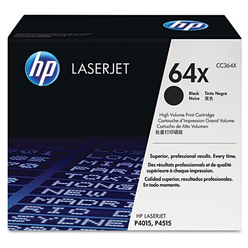 HP 64X, (CC364X) High-Yield Black Original LaserJet Toner Cartridge-(HEWCC364X)