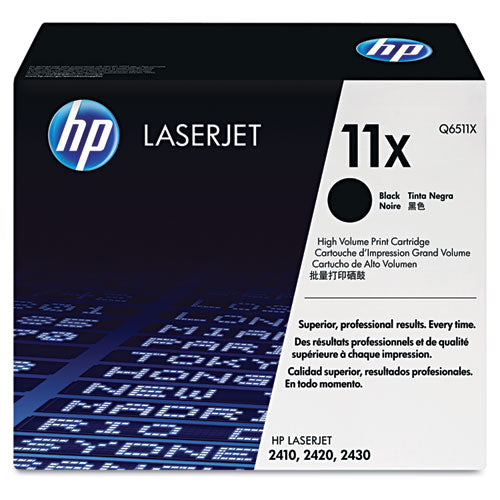 HP 11X, (Q6511X) High-Yield Black Original LaserJet Toner Cartridge-(HEWQ6511X)