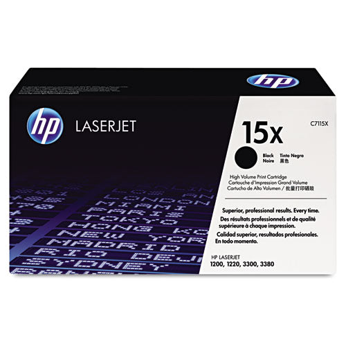 HP 15X, (C7115X) High-Yield Black Original LaserJet Toner Cartridge-(HEWC7115X)