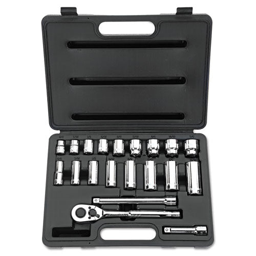 20-Piece SAE Standard/Deep Socket Set, 3/8" Drive, 12-Point Sockets-(BOS85404)