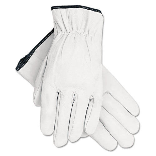 Grain Goatskin Driver Gloves, White, Large, 12 Pairs-(MPG3601L)