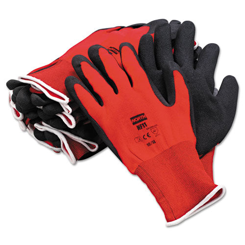 NorthFlex Red Foamed PVC Gloves, Red/Black, Size 10/X-Large, 12 Pairs-(NSPNF1110XL)