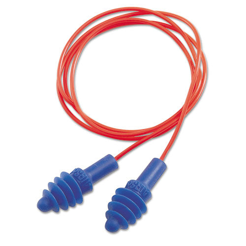 DPAS-30R AirSoft Multiple-Use Earplugs, 27NRR, Red Polycord, Blue, 100/Box-(UVXDPAS30R)