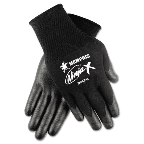 Ninja x Bi-Polymer Coated Gloves, Medium, Black, Pair-(CRWN9674M)