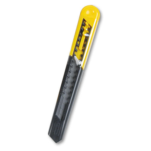 Straight Handle Knife w/Retractable 13 Point Snap-Off Blade, 9 mm Blade, 5.13" Plastic Handle, Yellow/Gray-(BOS10150)