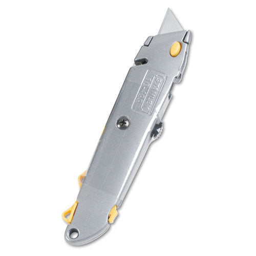 Quick-Change Utility Knife with Retractable Blade and Twine Cutter, 6" Metal Handle, Gray-(BOS10499)