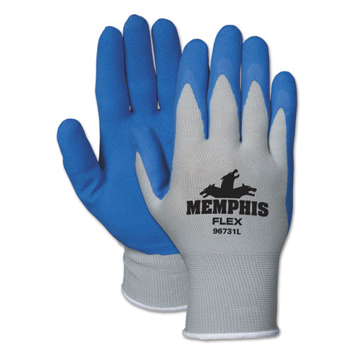 Memphis Flex Seamless Nylon Knit Gloves, Medium, Blue/Gray, Pair-(CRW96731M)