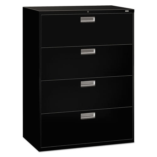 Brigade 600 Series Lateral File, 4 Legal/Letter-Size File Drawers, Black, 42" x 18" x 52.5"-(HON694LP)