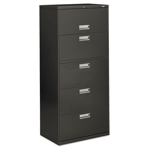 Brigade 600 Series Lateral File, 4 Legal/Letter-Size File Drawers, 1 File Shelf, 1 Post Shelf, Charcoal, 30" x 18" x 64.25"-(HON675LS)