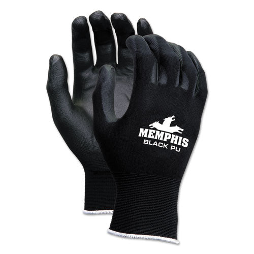 Economy PU Coated Work Gloves, Black, X-Small, Dozen-(CRW9669XS)