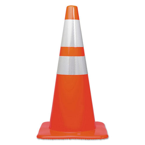 Traffic Cone, 14 x 14 x 28, Orange/Silver-(TCO25900)