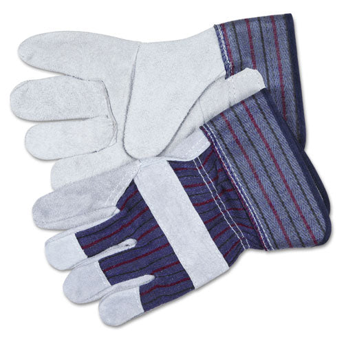 Split Leather Palm Gloves, Large, Gray, Pair-(CRW12010L)