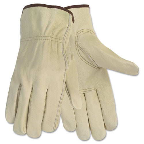 Economy Leather Driver Gloves, Large, Beige, Pair-(CRW3215L)