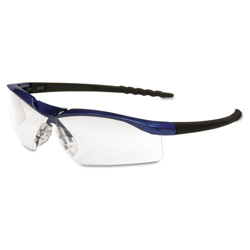 Dallas Wraparound Safety Glasses, Metallic Blue Frame, Clear Anti-Fog Lens-(CRWDL310AF)