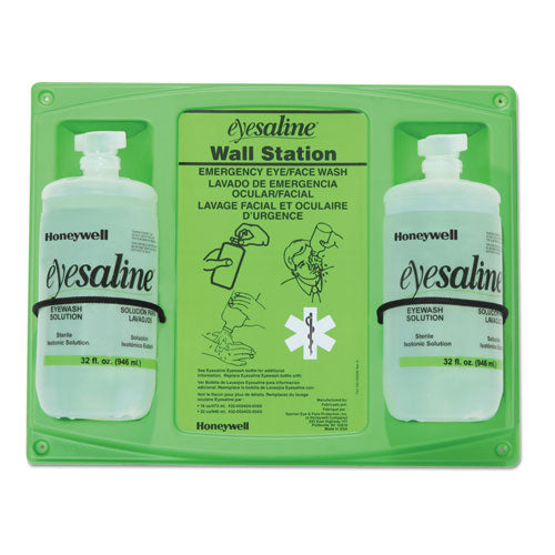 Saline Eye Wash Wall Station, 32 oz Bottle, 2 Bottles/Station, 4/Carton-(FND3200046200CT)