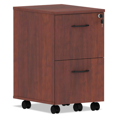 Alera Valencia Series Mobile Pedestal, Left or Right, 2 Legal/Letter-Size File Drawers, Medium Cherry, 15.38" x 20" x 26.63"-(ALEVA582816MC)