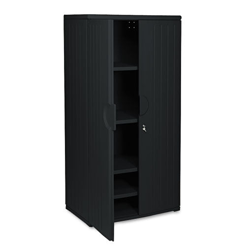 Rough n Ready Storage Cabinet, Four-Shelf, 36w x 22d x 72h, Black-(ICE92571)