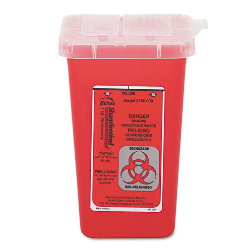 1-Quart Sharps Container, Plastic, Red-(IMP7350)