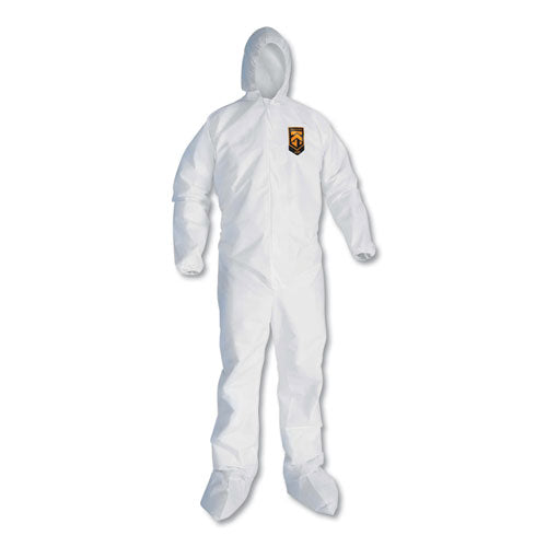 A20 Elastic Back and Ankle Hood and Boot Coveralls, X-Large, White, 24/Carton-(KCC49124)