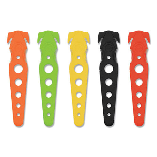 Safety Cutter, 1.2" Blade, 5.75" Plastic Handle, Assorted, 5/Pack-(ACM17379)