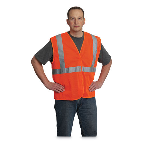 ANSI Class 2 Hook and Loop Safety Vest, Large, Hi-Viz Orange-(PID302MVGORL)