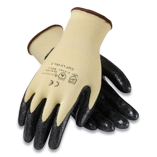 KEV Seamless Knit Kevlar Gloves, Medium, Yellow/Black, 12 Pairs-(PID09K1450M)