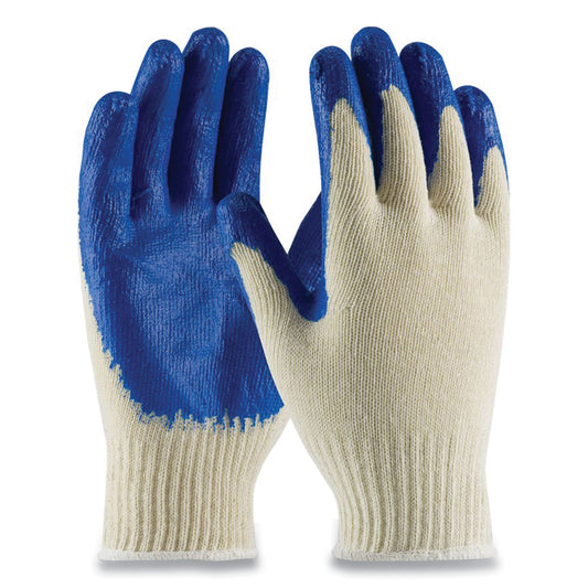 Seamless Knit Cotton/Polyester Gloves, Regular Grade, Small, Natural/Blue, 12 Pairs-(PID39C122S)