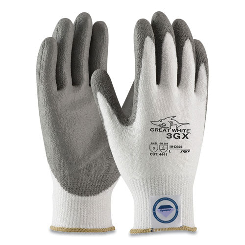 Great White 3GX Seamless Knit Dyneema Diamond Blended Gloves, X-Large, White/Gray-(PID19D322XL)