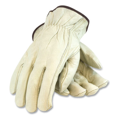 Economy Grade Top-Grain Cowhide Leather Drivers Gloves, Medium, Tan-(PID68162M)