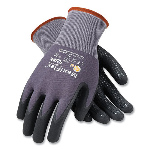 Endurance Seamless Knit Nylon Gloves, Large (Size 9), Gray/Black, 12 Pairs-(PID34844L)