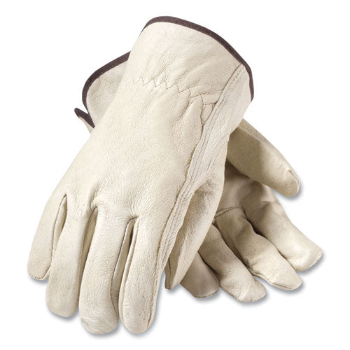 Top-Grain Pigskin Leather Drivers Gloves, Economy Grade, X-Large, Gray-(PID70361XL)