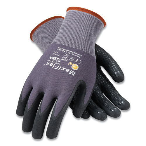 Endurance Seamless Knit Nylon Gloves, Medium, Gray/Black, 12 Pairs-(PID34844M)