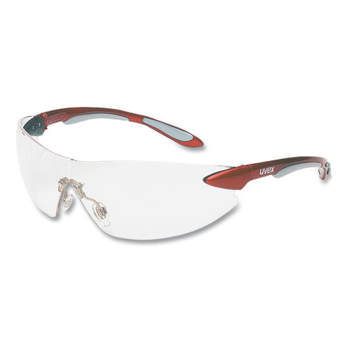 Ignite Eyewear, Scratch-Resistant, Metallic Red/Silver Frame, Clear Lens-(UVXS4410)