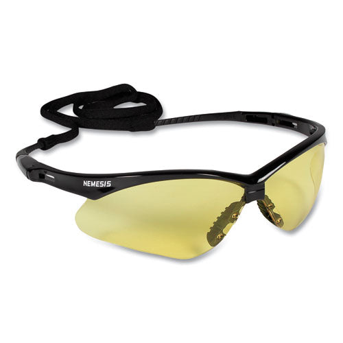 Nemesis Safety Glasses, Black Frame, Amber Lens, 12/Box-(KCC22476)