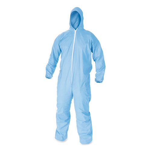 A65 Zipper Front Flame-Resistant Hooded Coveralls, Elastic Wrist and Ankles, X-Large, Blue, 25/Carton-(KCC45324)