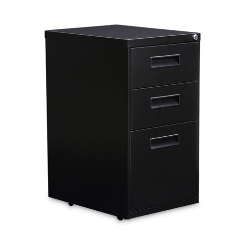 File Pedestal, Left or Right, 3-Drawers: Box/Box/File, Legal/Letter, Black, 14.96" x 19.29" x 27.75"-(ALEPABBFBL)