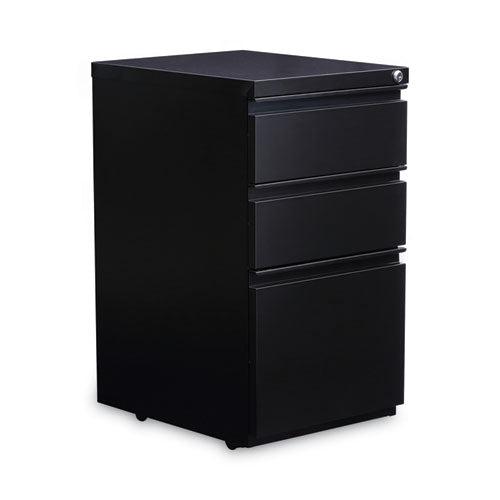 File Pedestal with Full-Length Pull, Left or Right, 3-Drawers: Box/Box/File, Legal/Letter, Black, 14.96" x 19.29" x 27.75"-(ALEPBBBFBL)