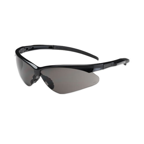 Adversary Semi-Rimless Safety Glasses, Scratch-Resistant, Black Frame, Gray Lens-(PID250280001)