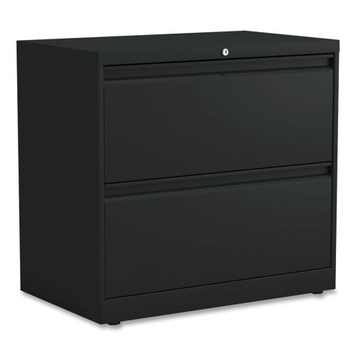 Lateral File, 2 Legal/Letter-Size File Drawers, Black, 30" x 18.63" x 28"-(ALEHLF3029BL)